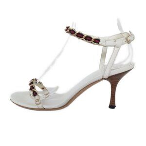 GUCCI-White Gold MultiLeather Hardware Chemical Fiber Women's Sandals 112-070125